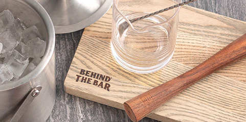 Behind The Bar® Premium Wood Bar Cutting Board & Garnish Tool Set - 4 Pieces